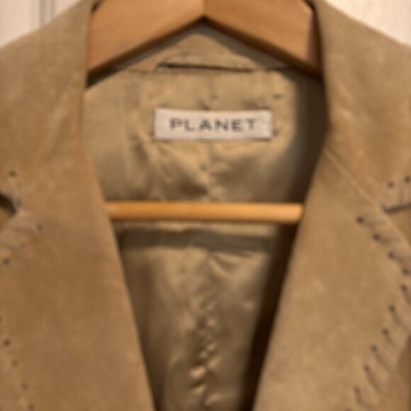 Vintage Beige 100% Suede Women's Blazer - Picture 5 of 6